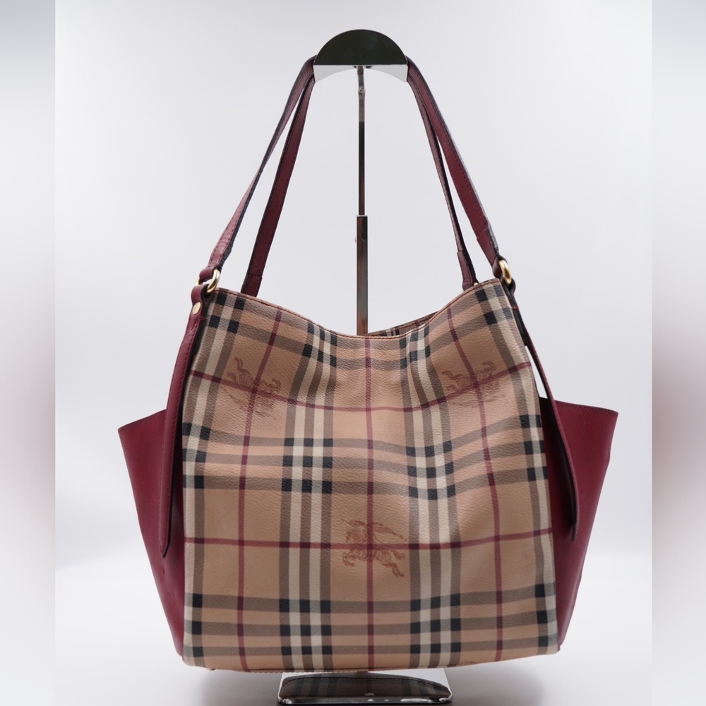 AA15❤️ BURBERRY Horseferry Check Canterbury Tote Honey Parade